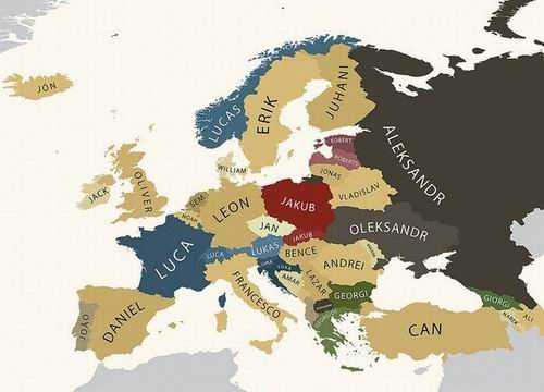 Популярные имена в Европе по версии Facebook